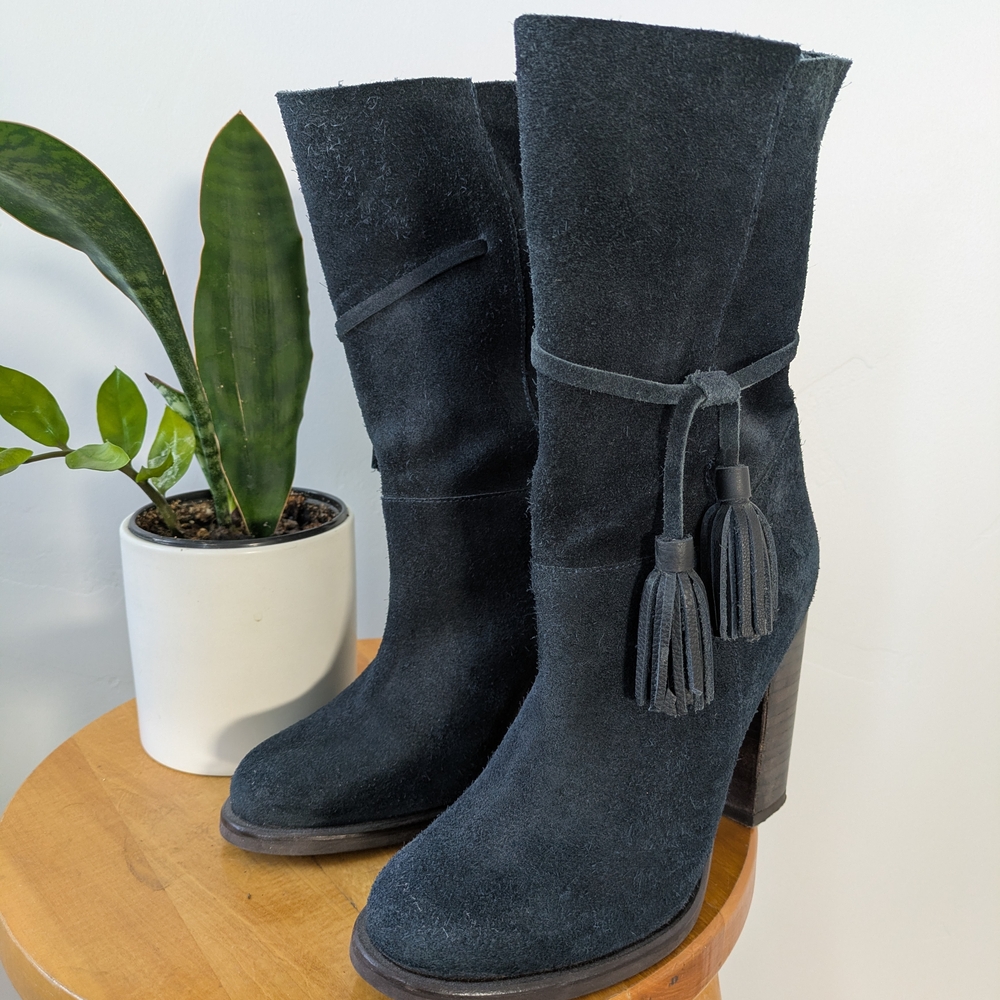 Stivali Navy Suede Tassel Boots - Picture 2 of 7
